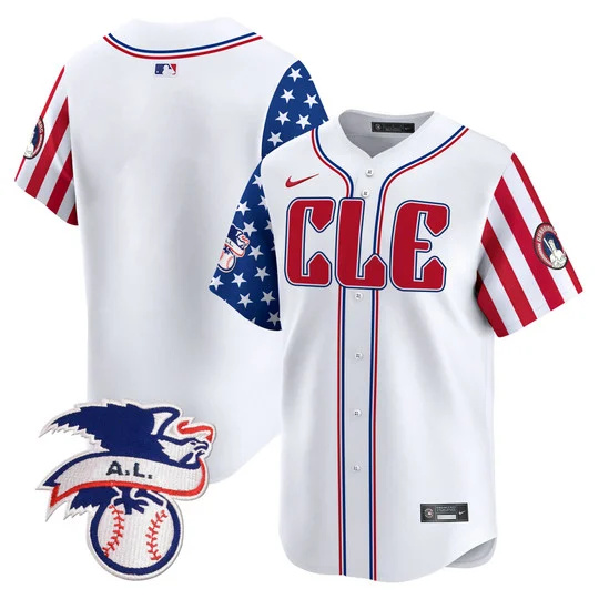Men's Cleveland Guardians Blank White 2024 Fourth Of July Vapor Premier Limited Stitched Baseball Jersey
